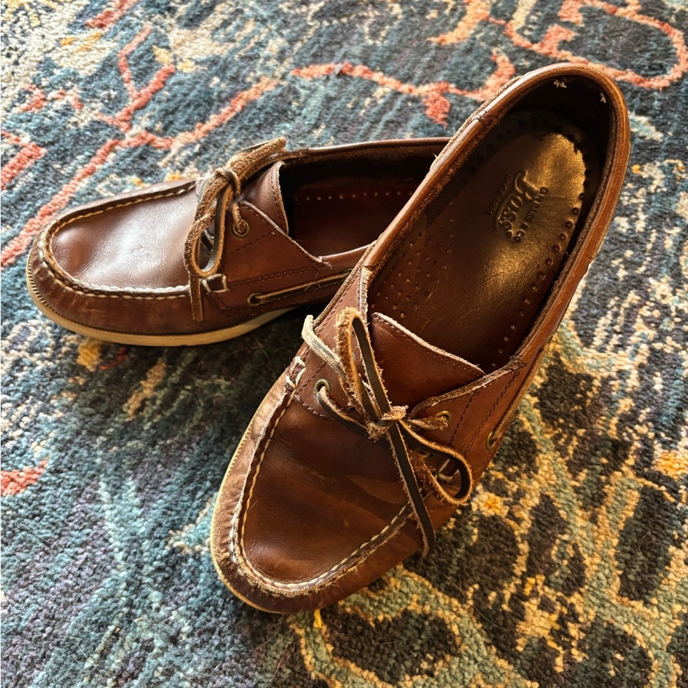 Bass Men's Tan Leather Boat Shoes